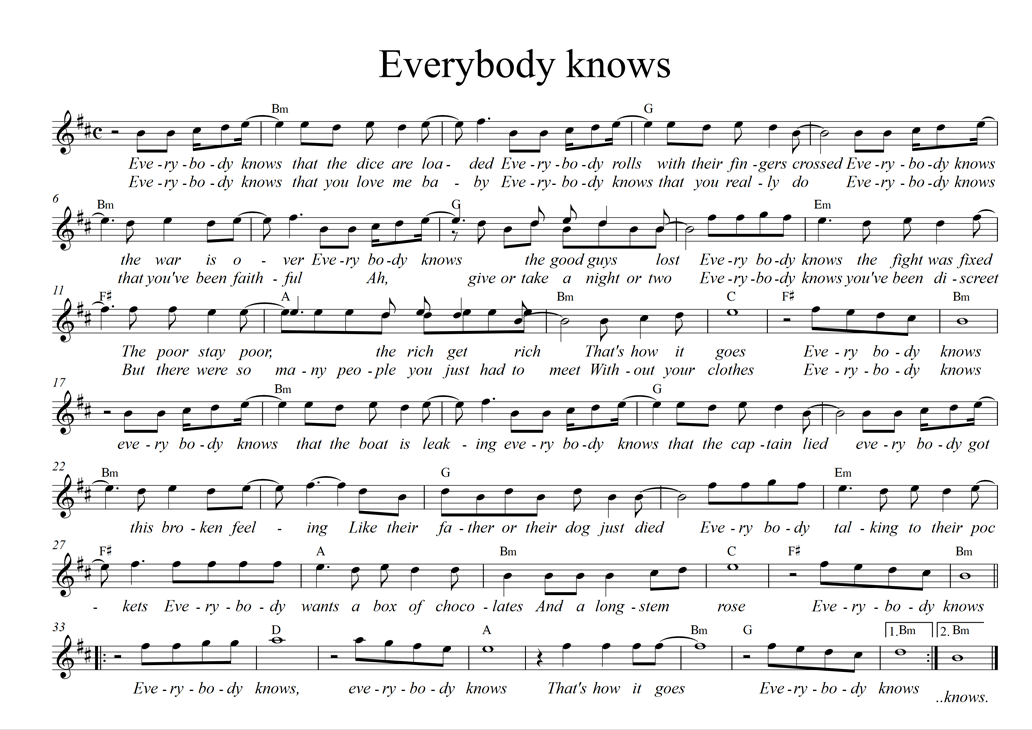 sheet everybody knows