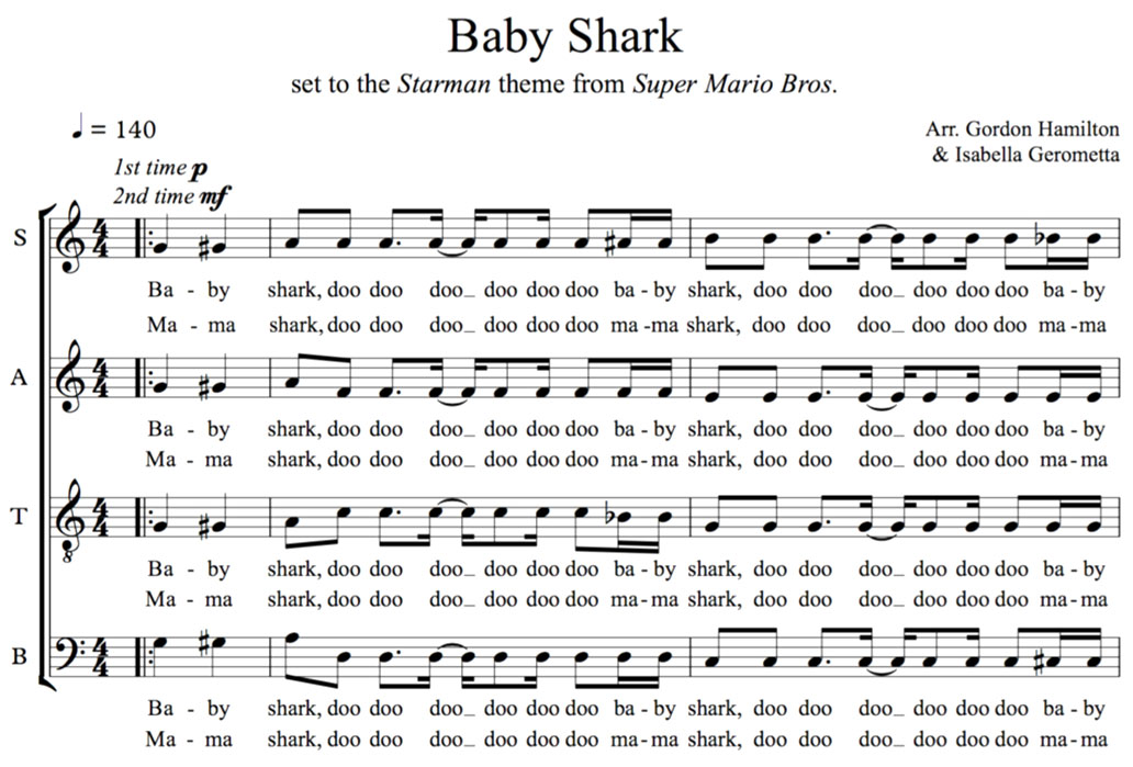bay shark sheet music notes