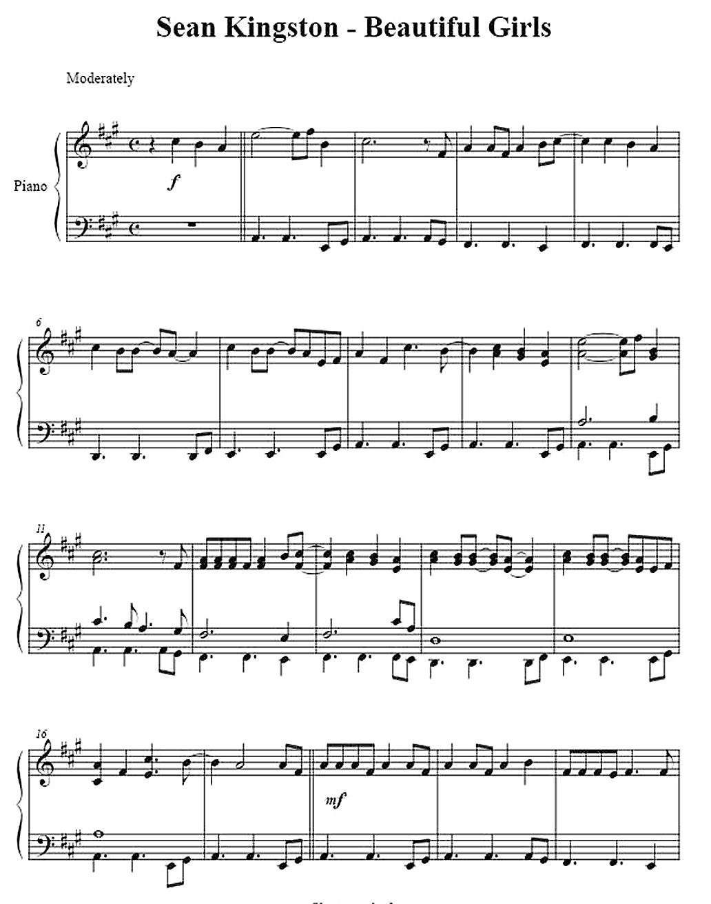 beauiful girls piano sheet music notes