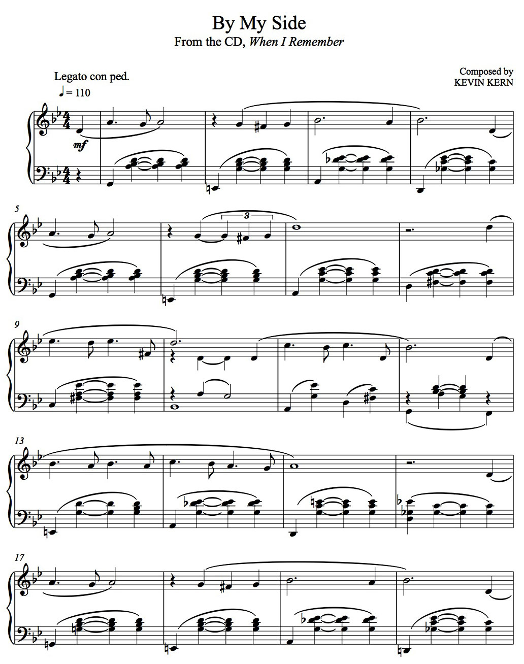by my side piano sheet music notes