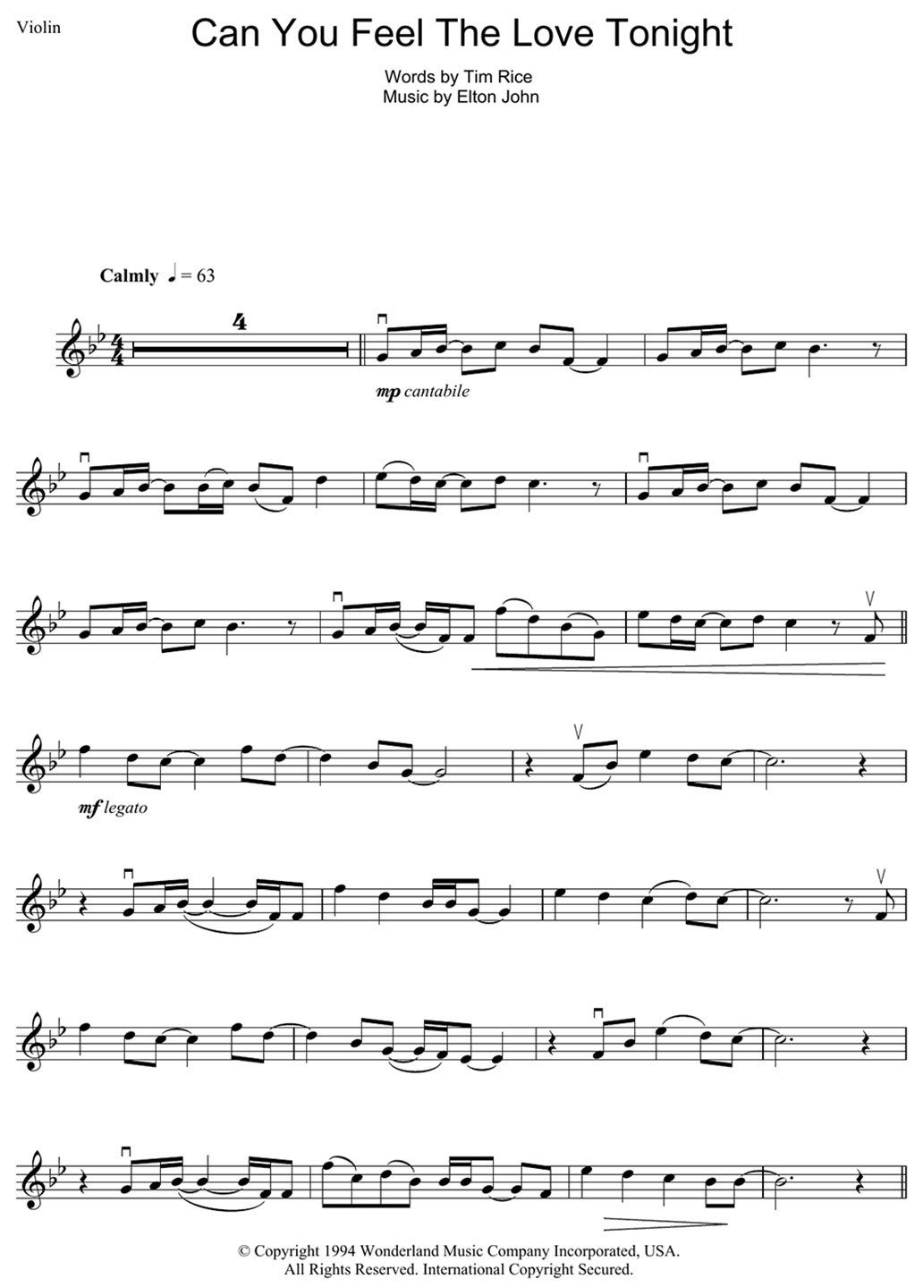 can you feel the love tonight sheet music notes
