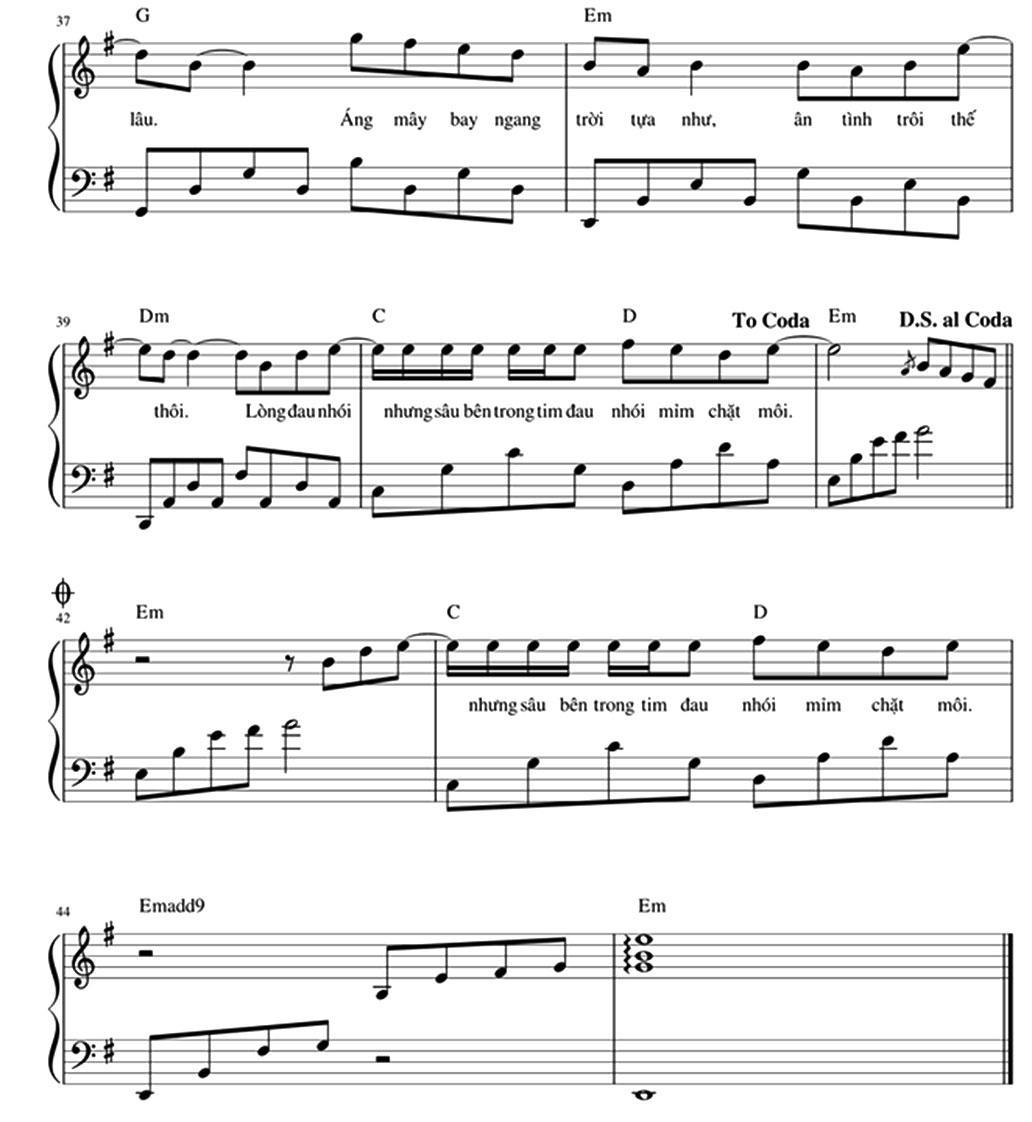 Cố giang tình sheet piano- hợp âm- bản nhạc có nốt