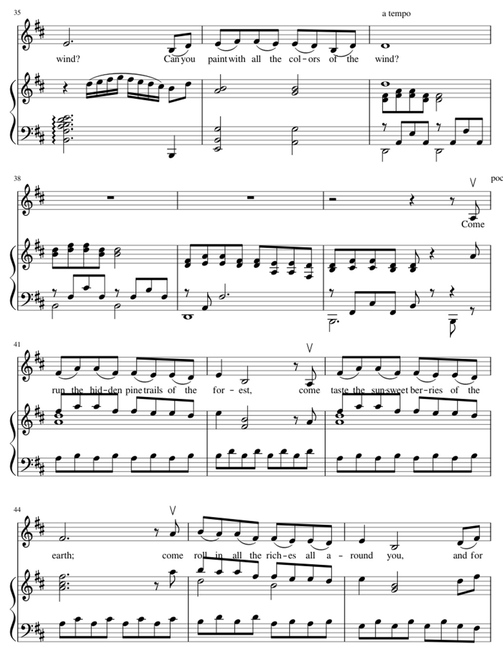 Color of the winds sheet music notes 4