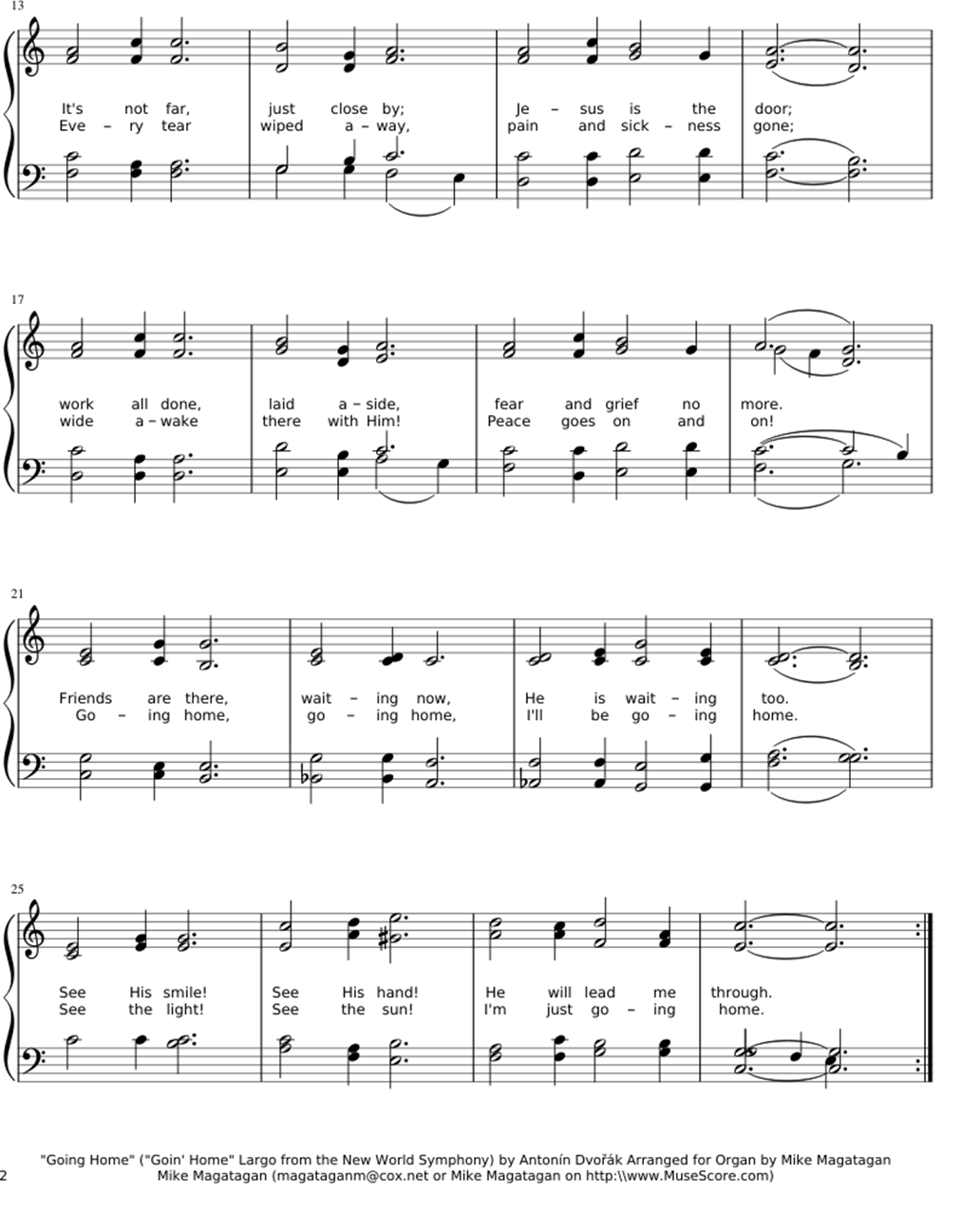 Going home sheet music notes 2