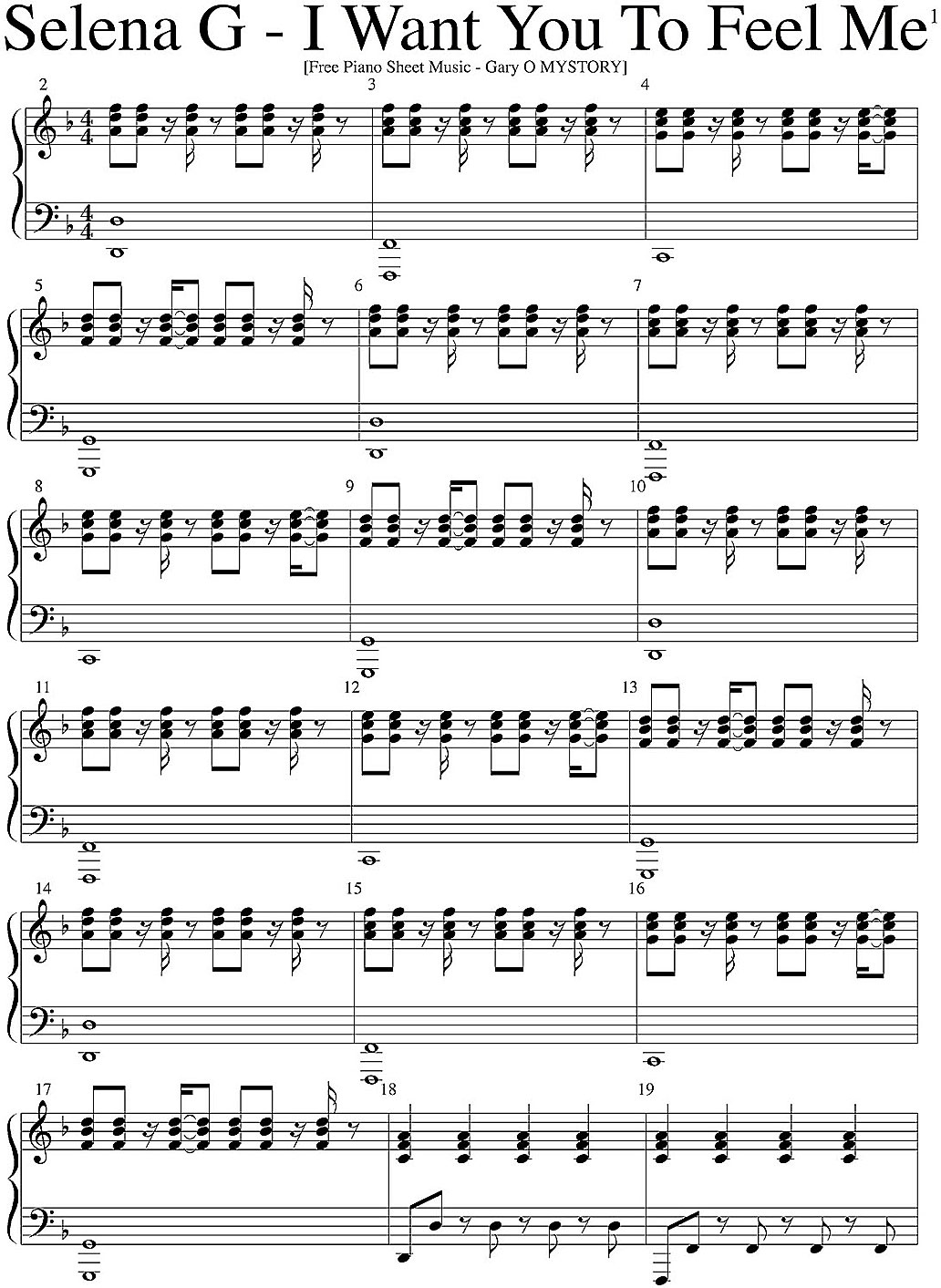 I want you to feel me piano sheet music notes