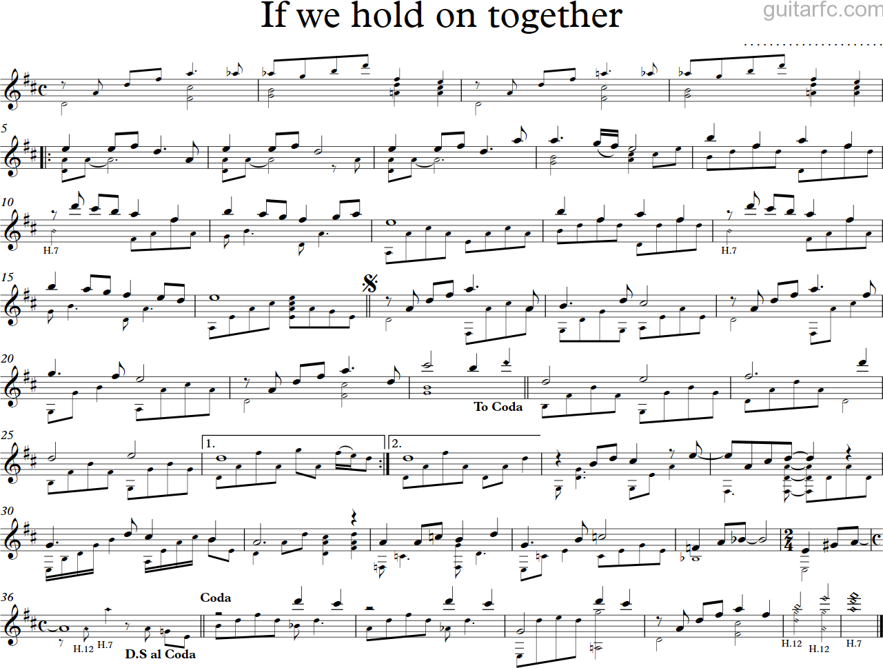 sheet piano if we hold on together