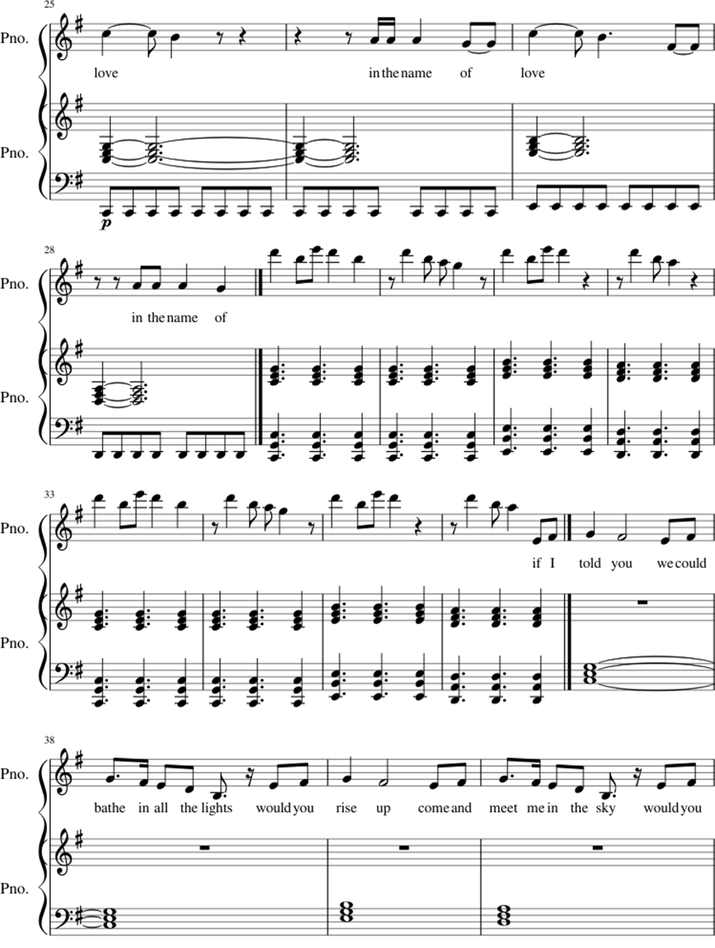 In the name of love sheet music notes 3