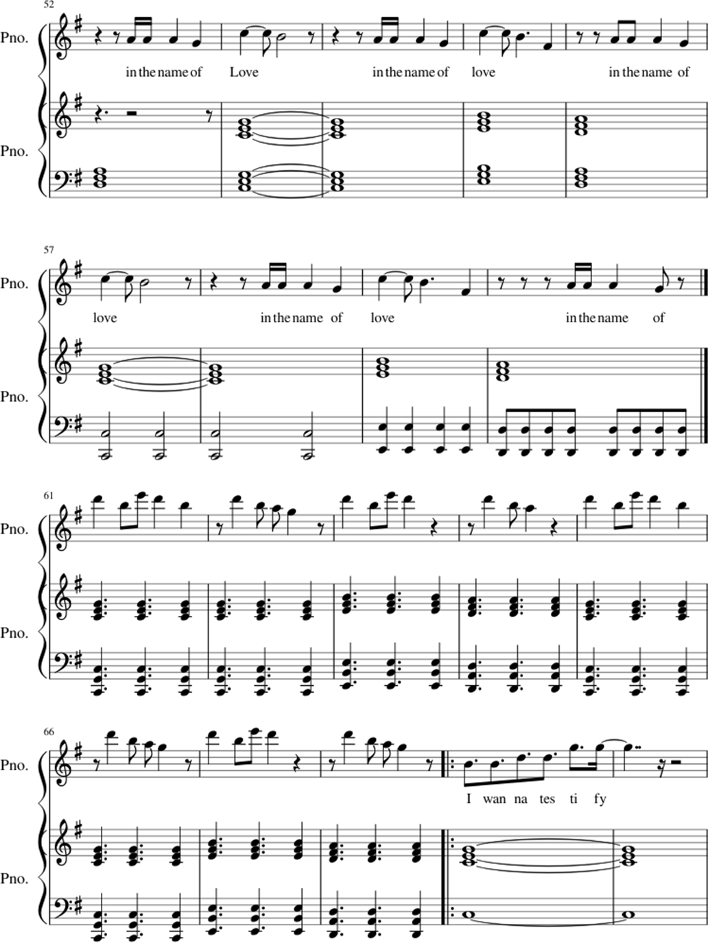 In the name of love sheet music notes 5