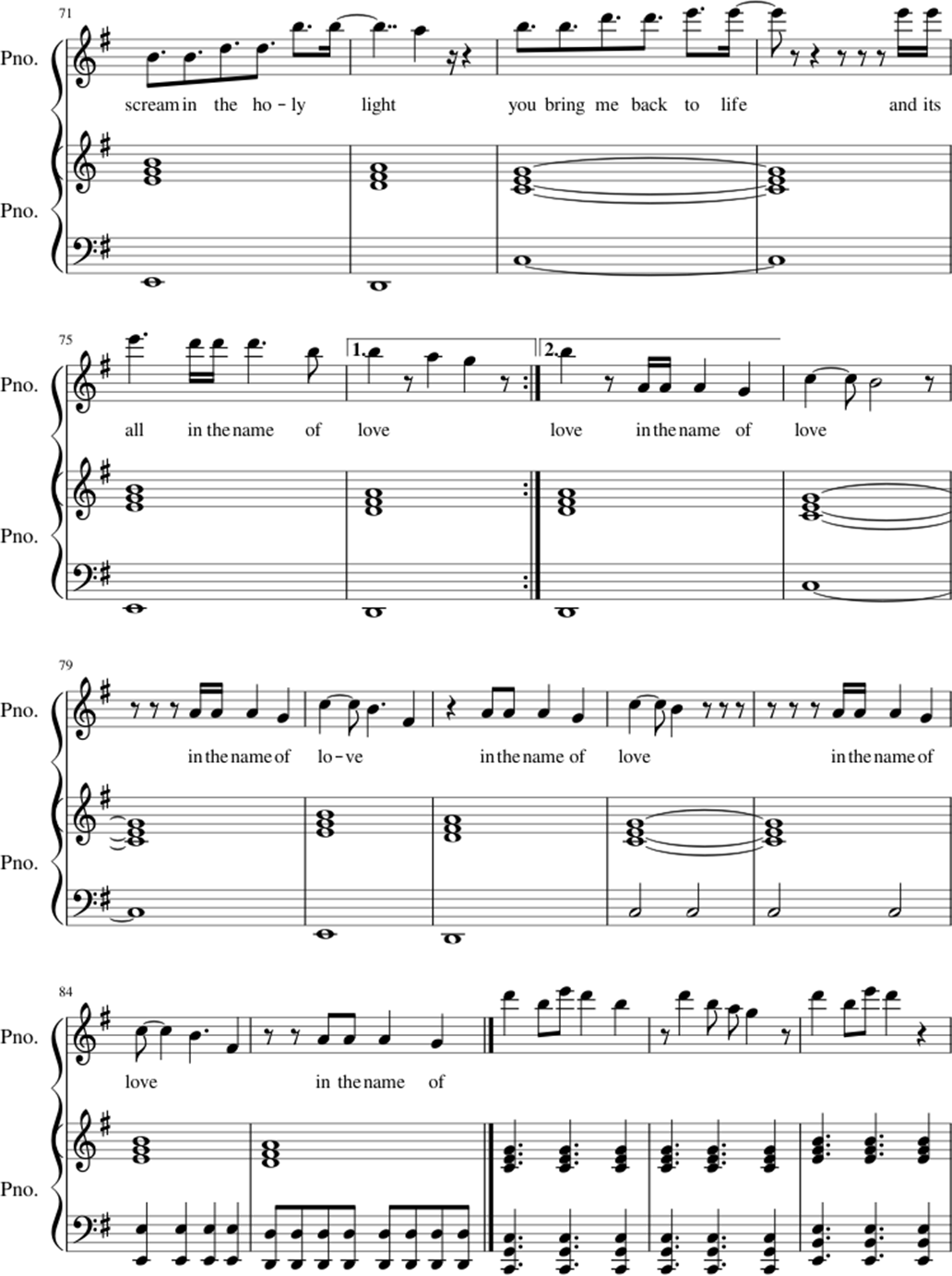 In the name of love sheet music notes 6