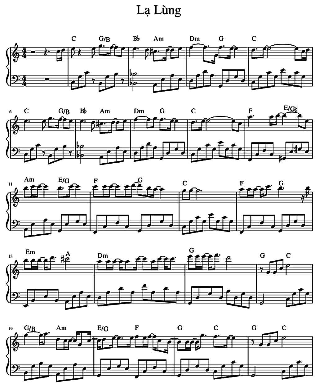 Lạ Lùng (piano sheet music)