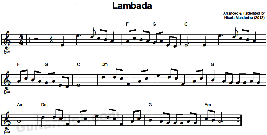  Lambada sheet music notes