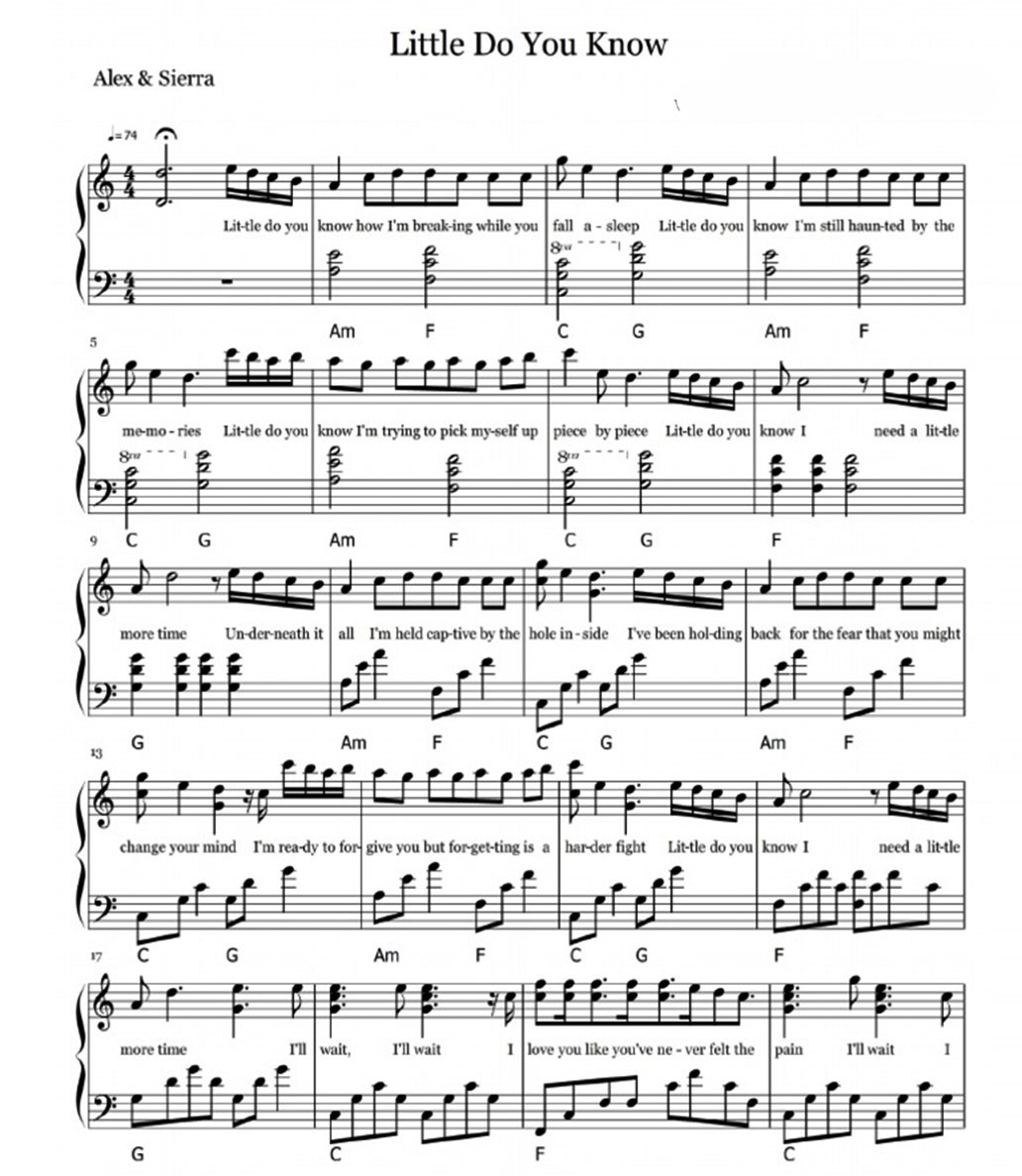 little do you know piano sheet music