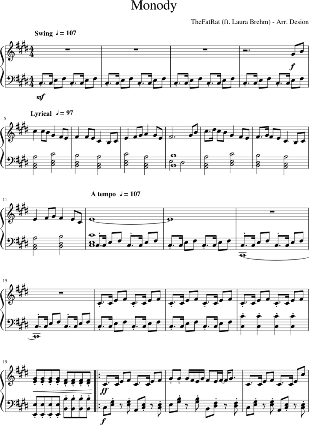 Monody sheet music notes 1