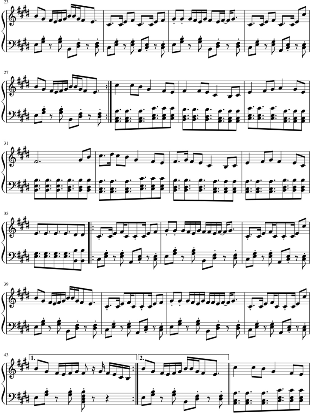 Monody sheet music notes 2