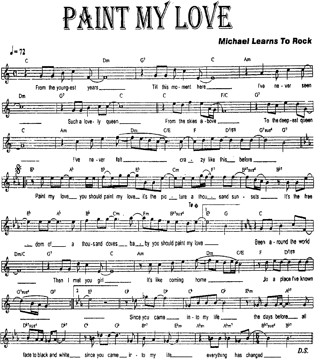 Paint my love sheet music notes 1