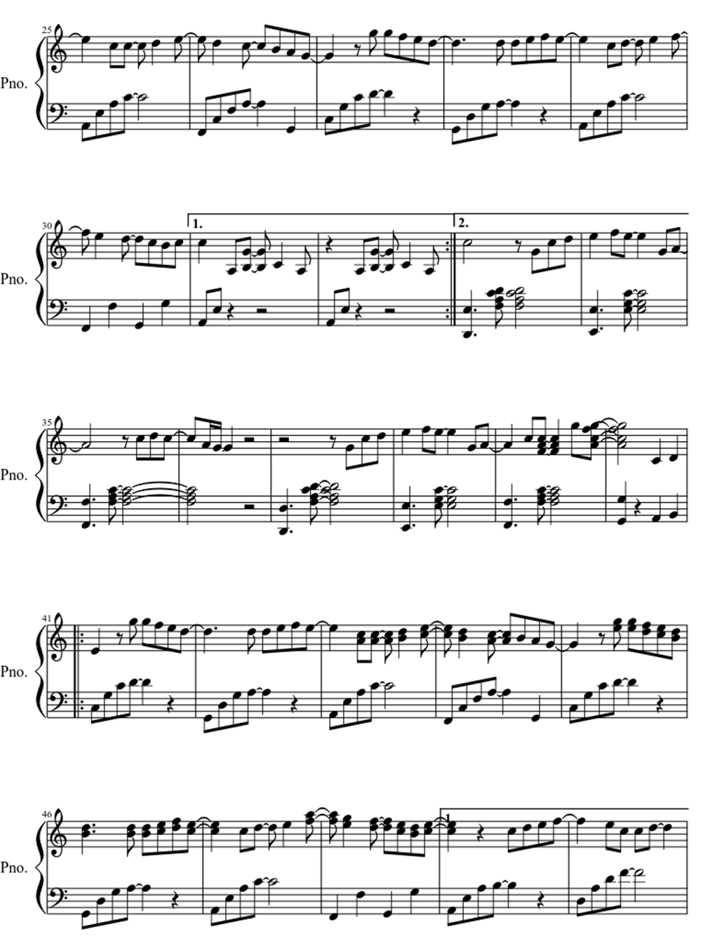 Right here waiting sheet music notes 2