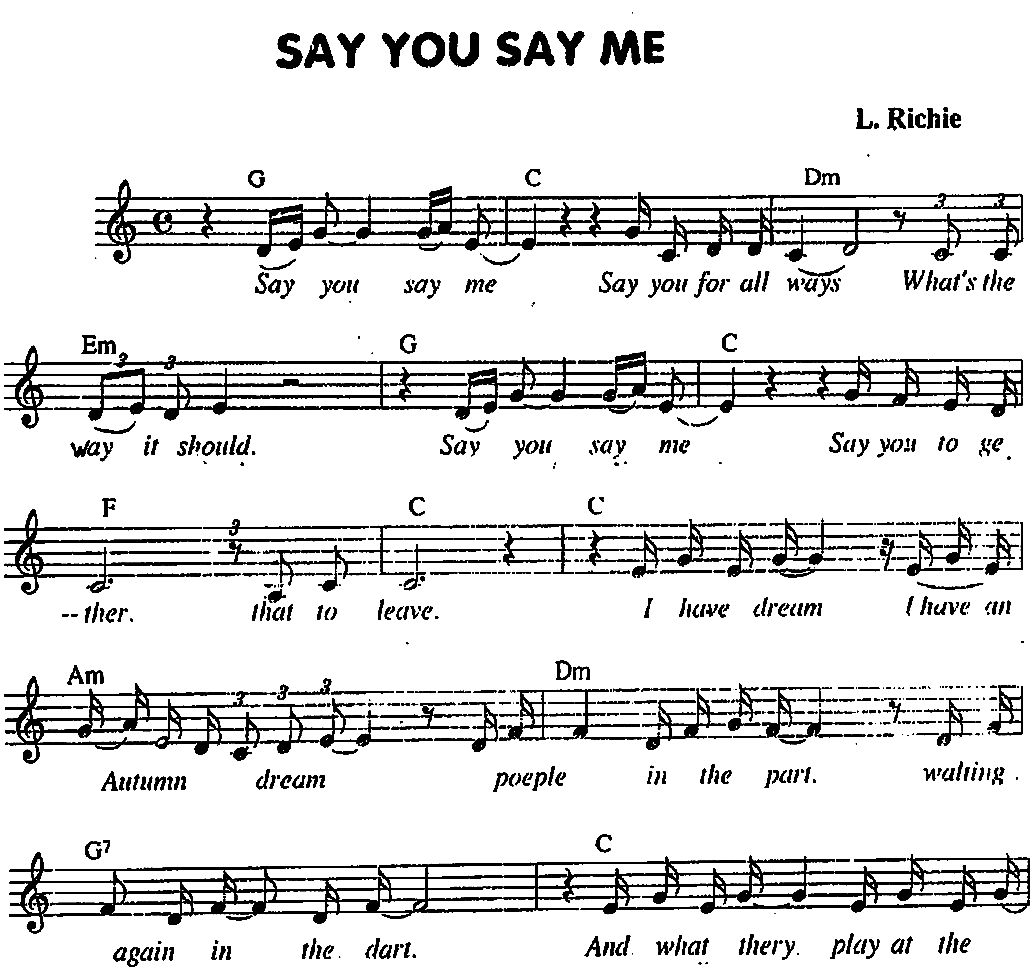 Say you Say me sheet music notes 1
