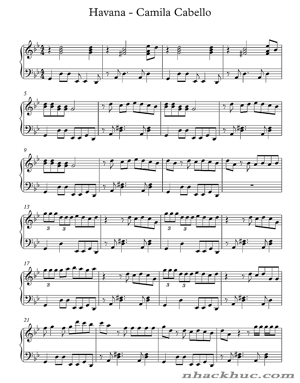 sheet piano havana