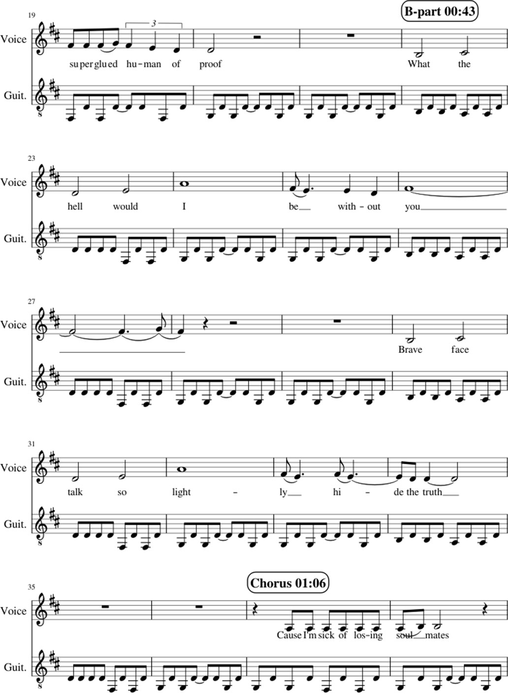 Sick of losing soulmate sheet music notes 2