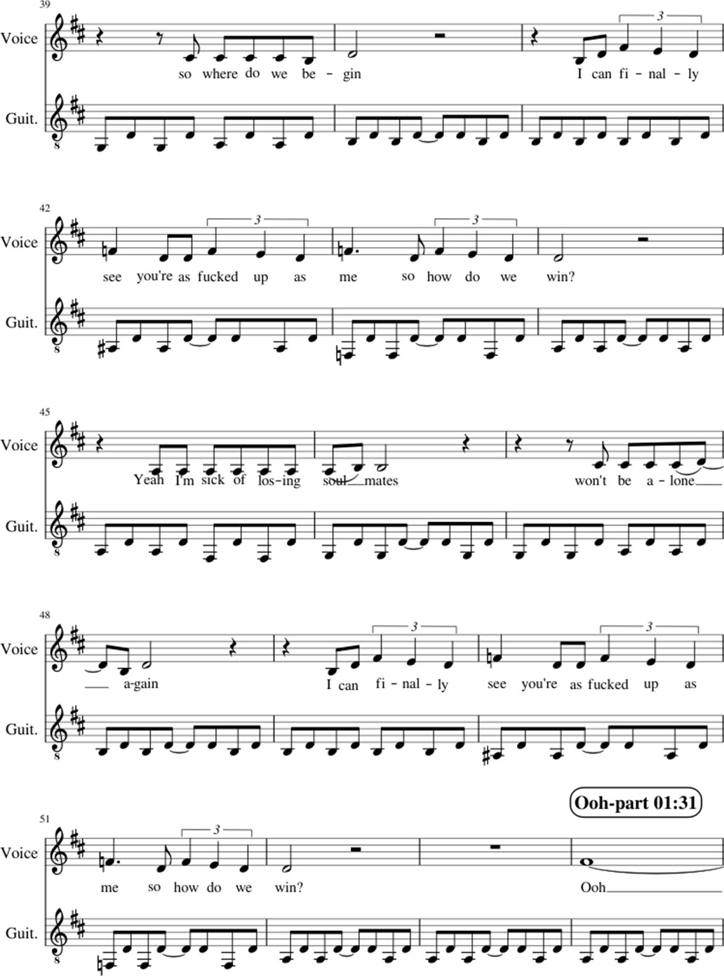 Sick of losing soulmate sheet music notes 3