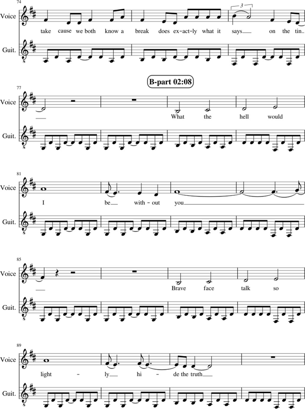 Sick of losing soulmate sheet music notes 5