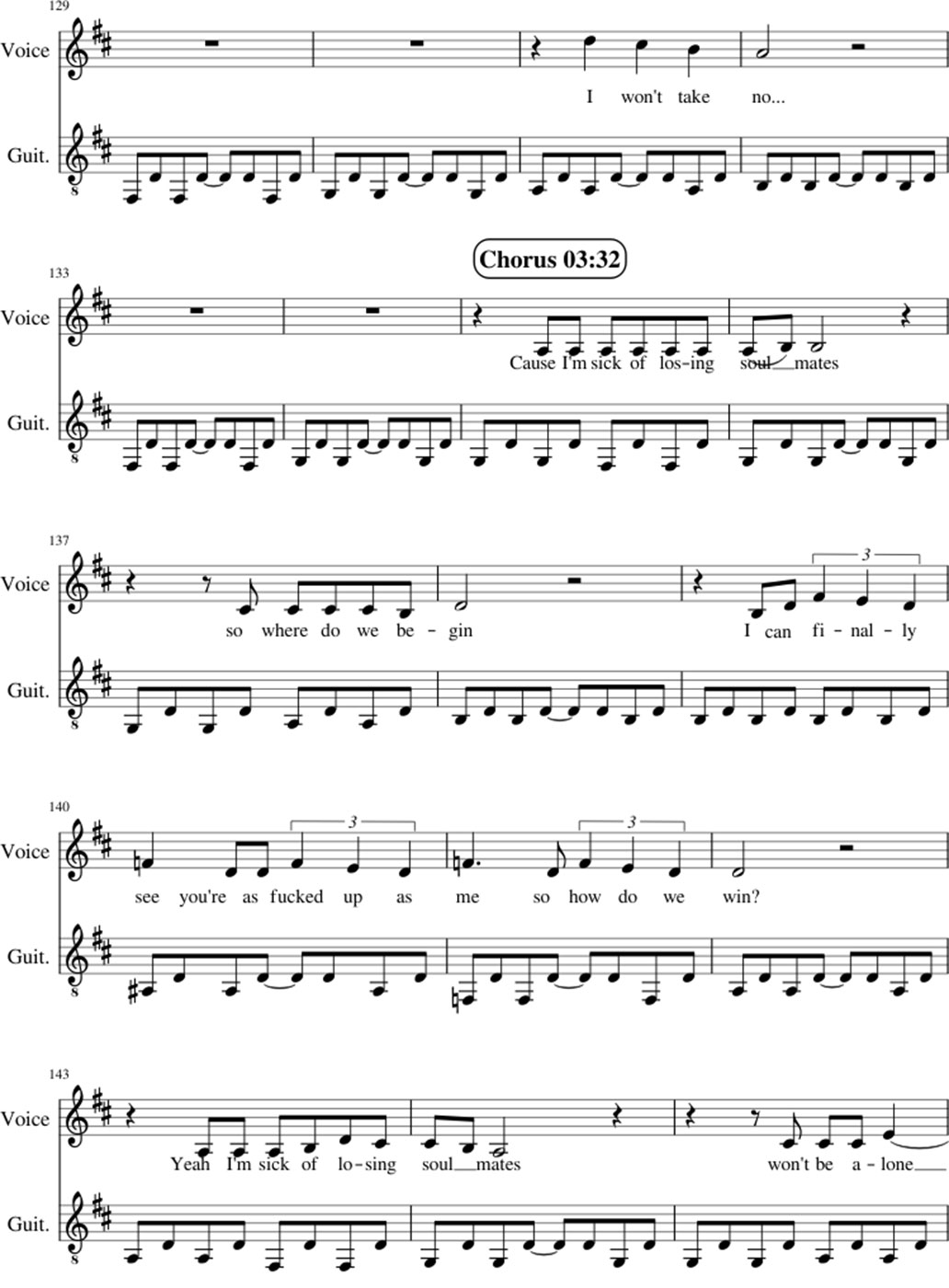 Sick of losing soulmate sheet music notes 8