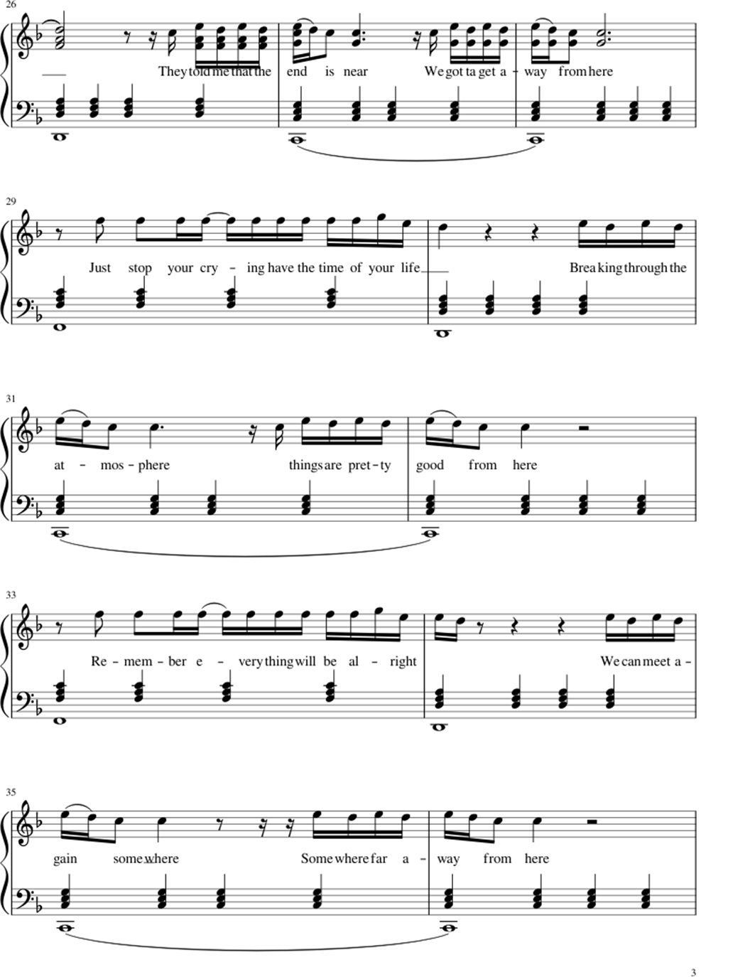 Sign of the time sheet music notes 3
