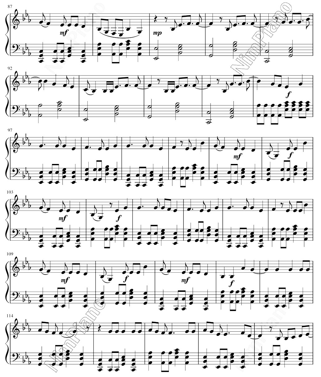 Springday sheet piano- hợp âm- bản nhạc có nốt