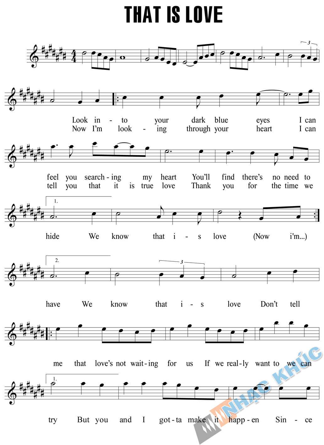 That is love sheet music notes