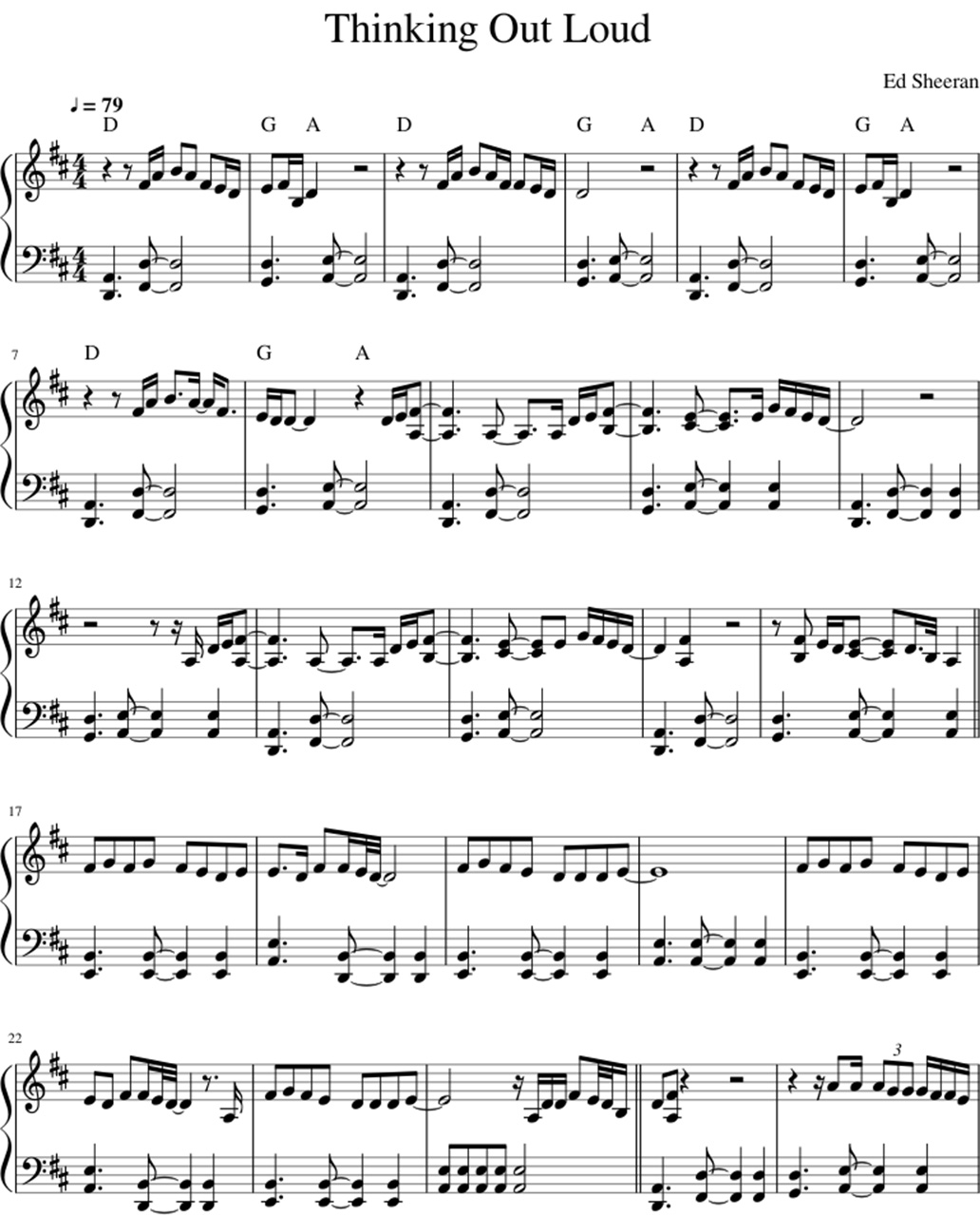 Thinking out loud sheet music notes 1
