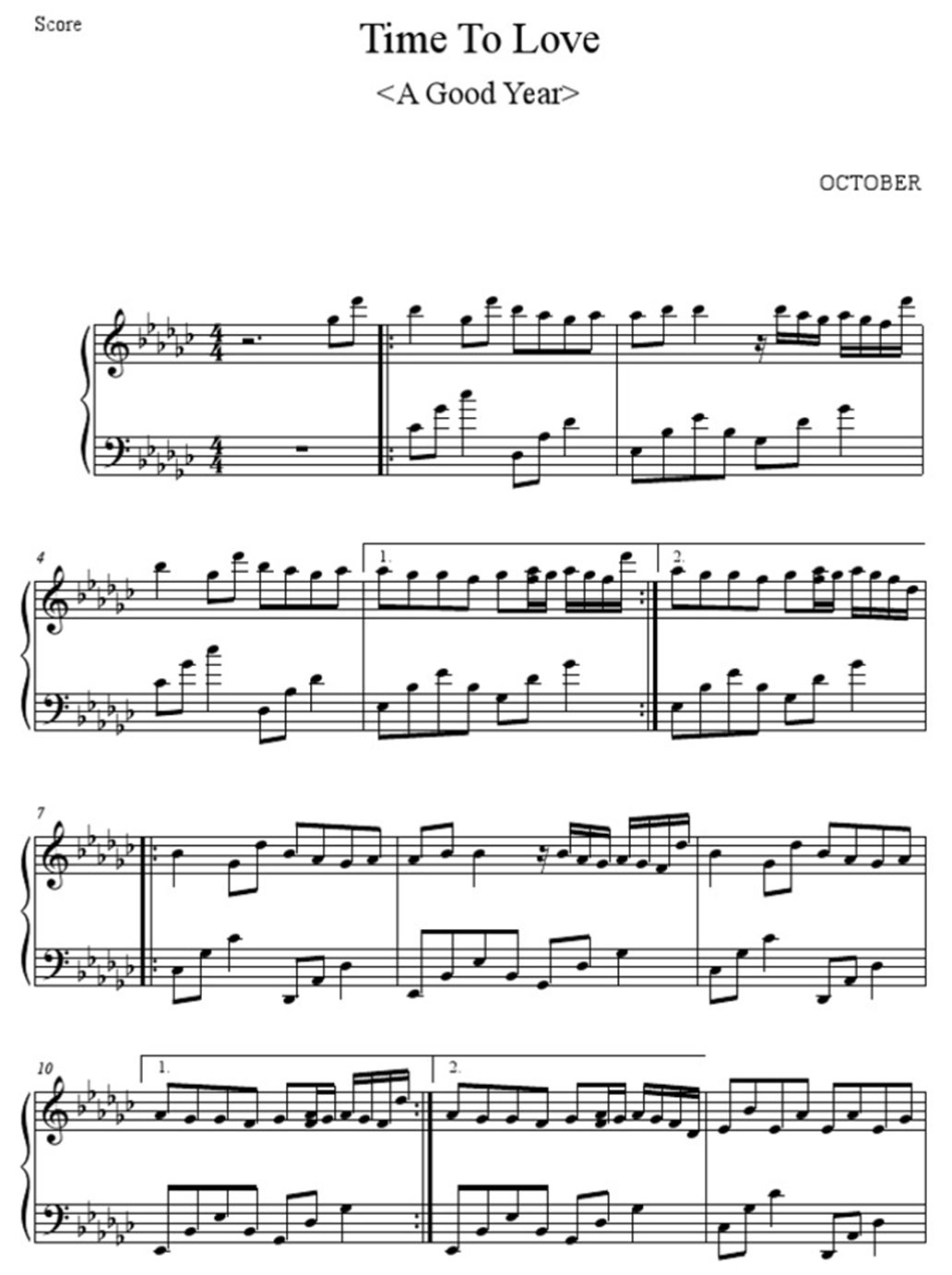 time to love sheet music notes