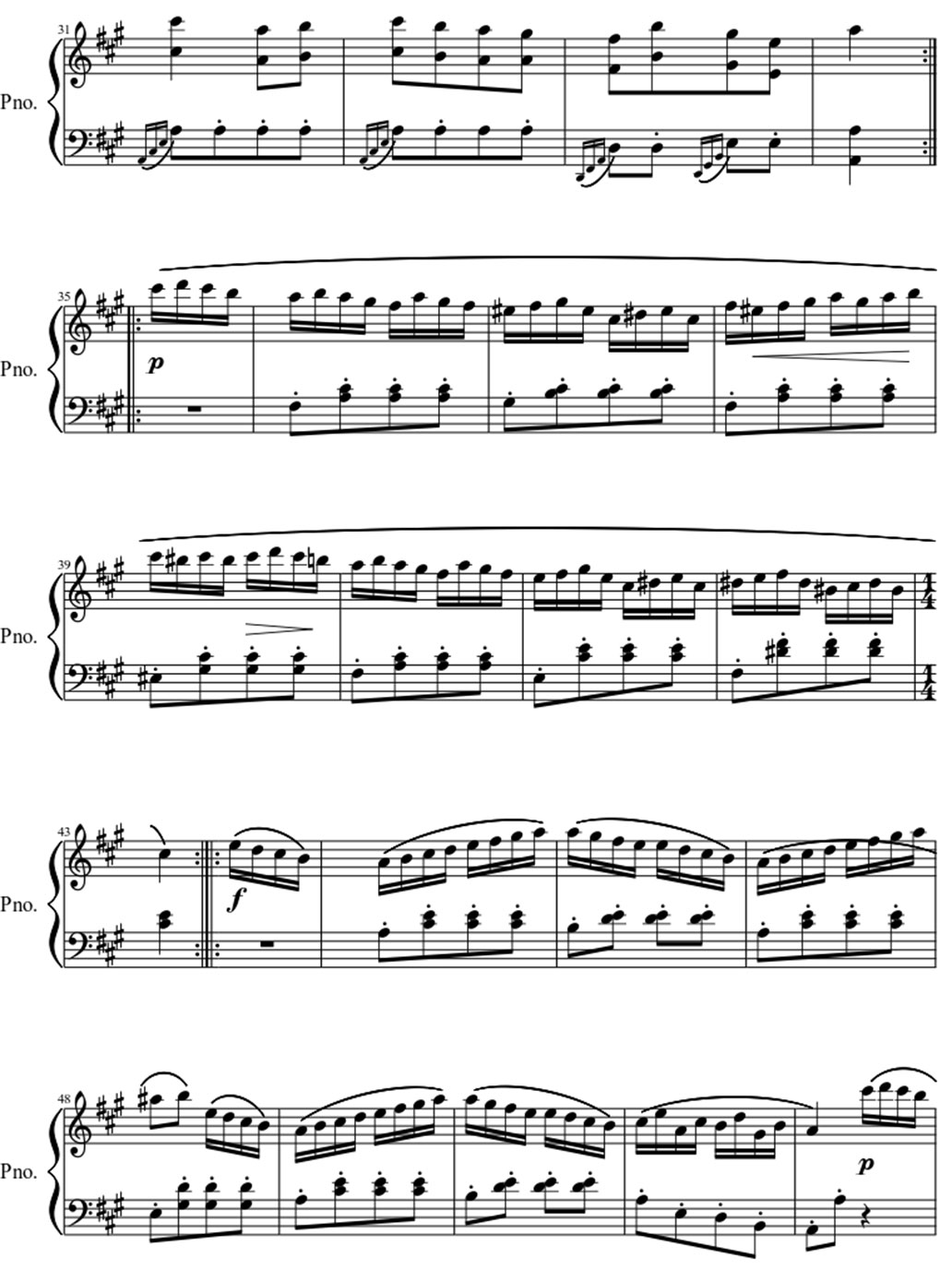 Tuskish March sheet piano 2