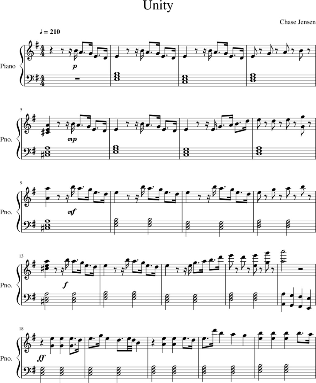 Unity sheet music notes 1