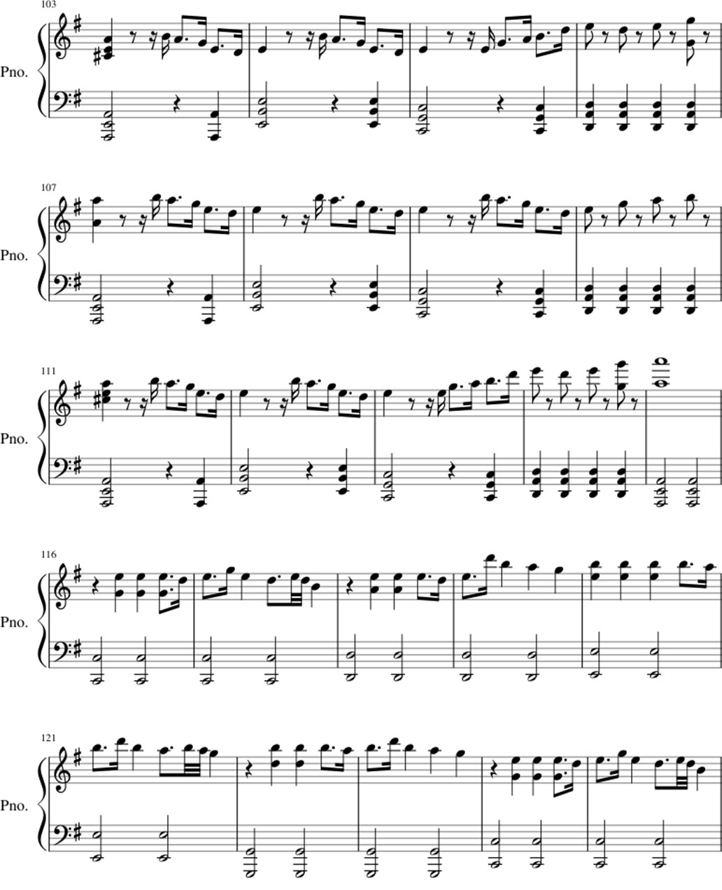 Unity sheet music notes 5
