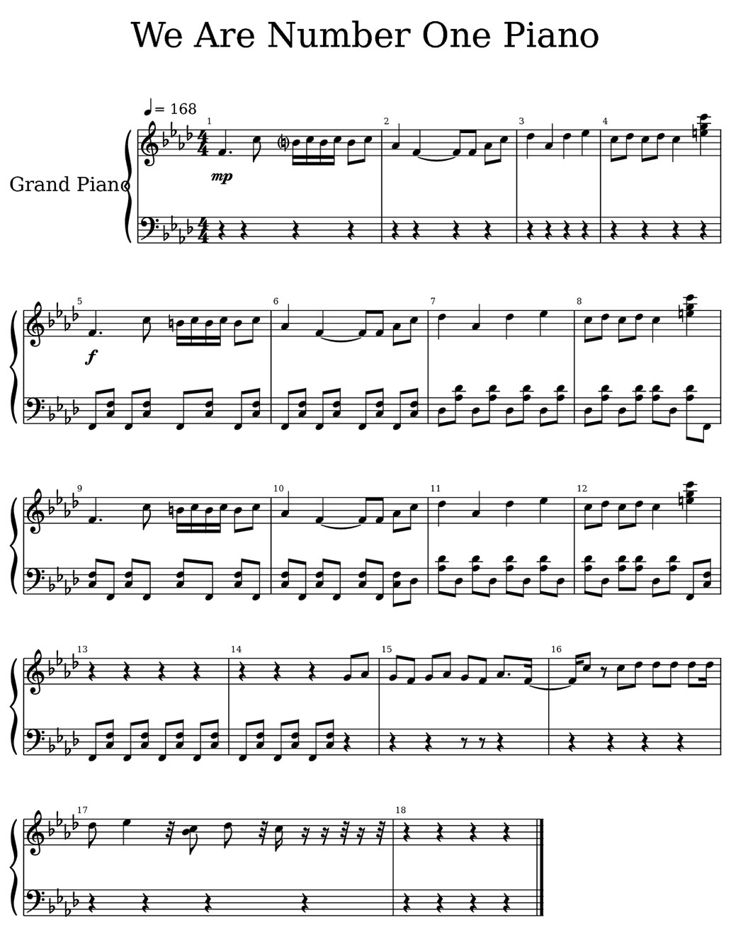 we are number one piano sheet music notes
