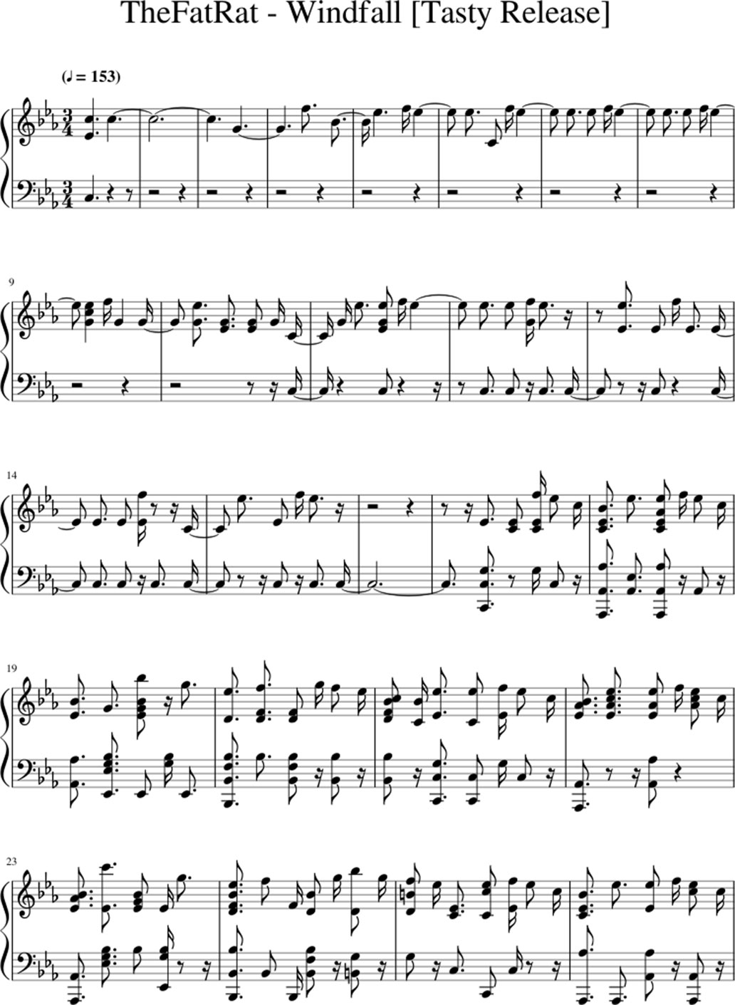 Windfall sheet music notes 1