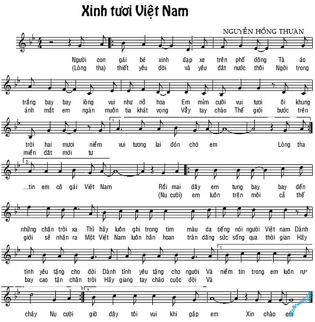 Xinh Tươi Việt Nam (Sheet Nhạc- Hợp Âm- Bản Nhạc Có Nốt)