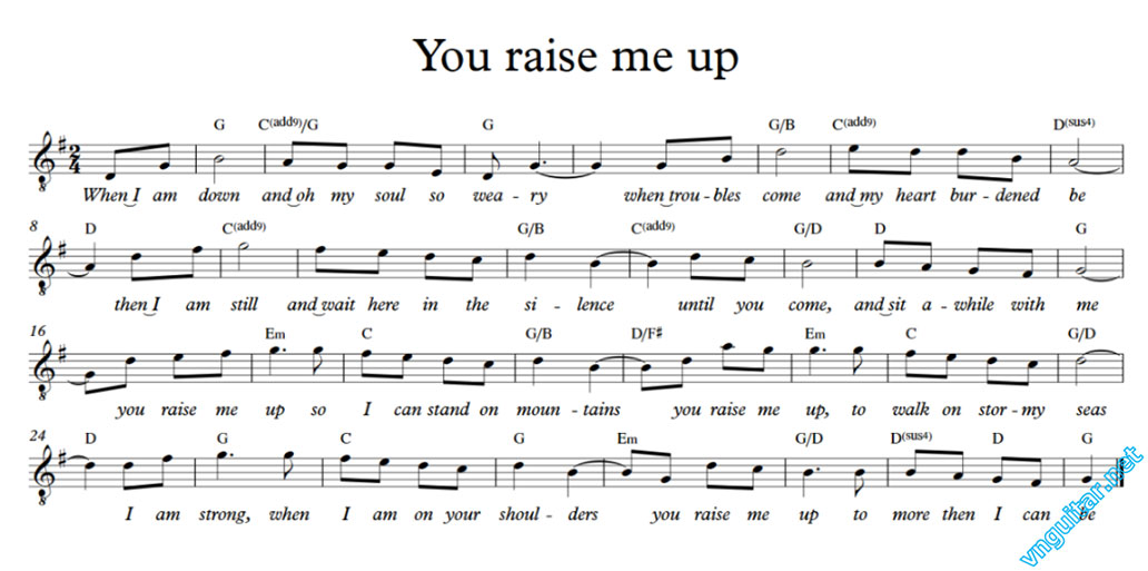 you raise me up sheet music
